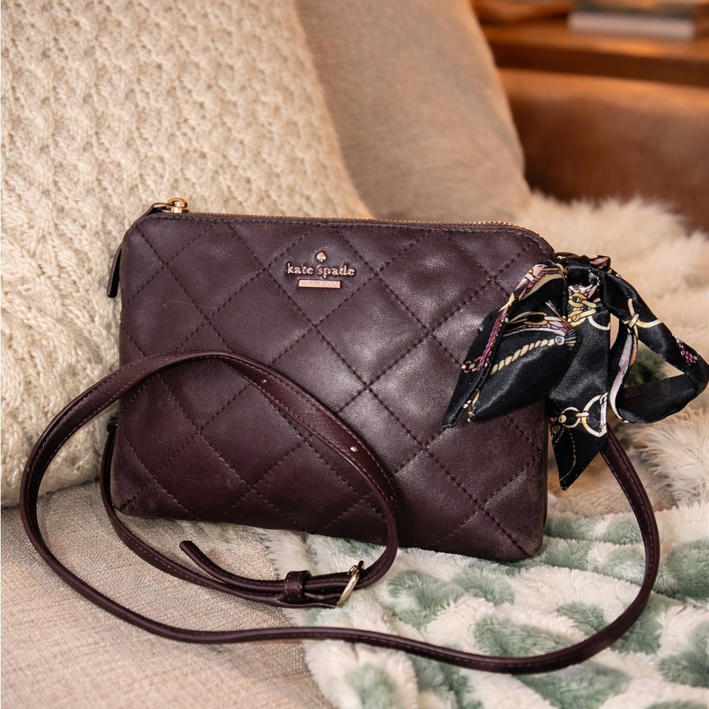 kate spade Quilted Crossbody Bag in Plum with Gold Hardware